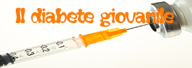 L'mmagine raffigura una siringa e una fiala di insulina. E' riportato anche il titolo del corso "Il diabete giovanile"
